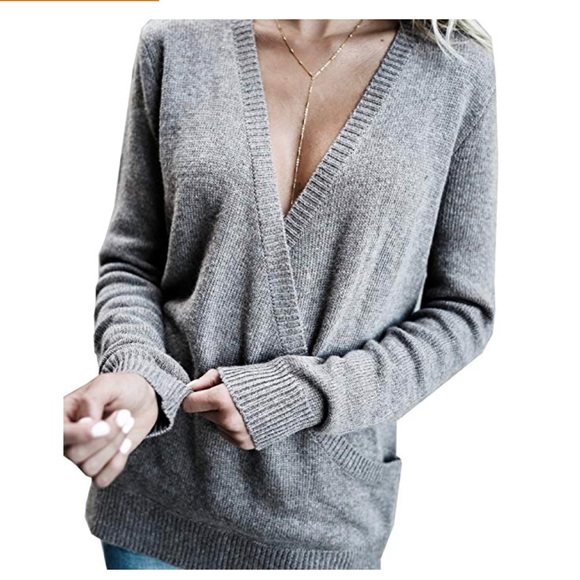 Sweaters - Beautiful women knitted v neck loose sweater
